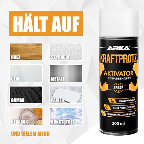 KRAFTPROTZ Aktivator Spray 200 ml – Schneller Aushärtungsbeschleuniger für Sekundenkleber, hitze- & wasserfest, ideal fü