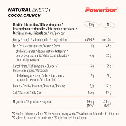 Powerbar - Natürlicher Energieriegel - Erdbeere Cranberry - 18x40g - Vegane Kohlenhydrate mit Magnesium - Palmölfrei für