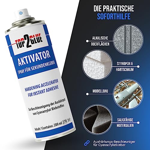 Top2Glue Premium Sekundenkleber Set – 3x Wasserfester & Hitzebeständiger Superkleber mit Aktivator Spray für starke Anwe