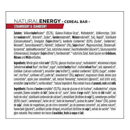 Powerbar - Natürlicher Energieriegel - Erdbeere Cranberry - 18x40g - Vegane Kohlenhydrate mit Magnesium - Palmölfrei für